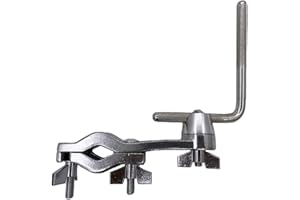 TUOREN Cowbell Mounting Clamp with 9.5 mm Steel Arm Short Cowbell L Rod Holder Cowbell Percussion Mount Rod Mounting Bracket for Jam Blocks Tambourine Drum Set Parts Hardware, Silver