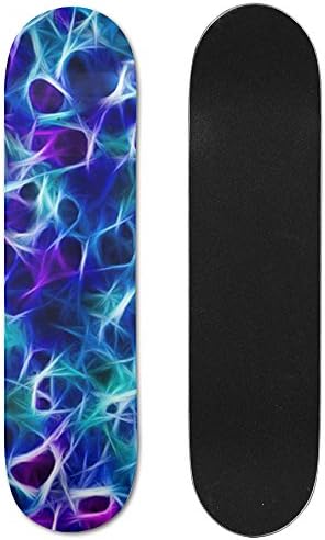 Electric Blue Waves Skateboard Longboard Double-Kick Cruiser