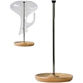 Wine Decanter Drying Stand with Silicone Head to Avoid Scratches-Detachable Shelf Decanter Rack Holder with Wooden Drip Catching Base, Decanter and Wine Glass NOT Included