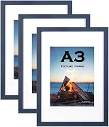 Scholar Tree Navy Blue Wooden A3 Picture Frame Set of 3 Wall Mountable