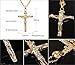 Reve Jewelry Gold Plated Stainless Steel Jesus Christ Cross Crucifix Pendant Necklace, 20''-24