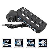 ONCHOICE USB Hub 4 Ports USB3.0 with On/Off Switch High Super Speed Adapter with Cable for Laptop PC