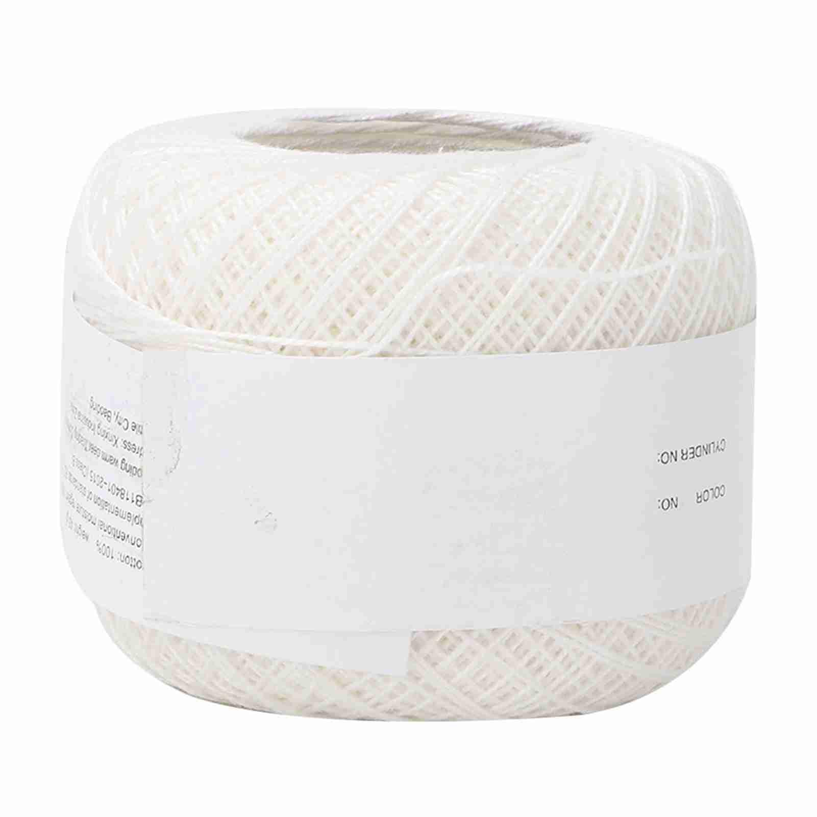 Cotton Yarn,Popular Summer Silk Light Thin Line Lace Cotton Yarn Crochet Thread Lace Yarn for Knitting Embroidery with a Crochet(Snow White)