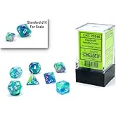 Chessex Dice Set – 10mm Festive Waterlily/White Polyhedral Dice Set – Dungeons and Dragons D&D DND TTRPG Dice – Includes 7 Di