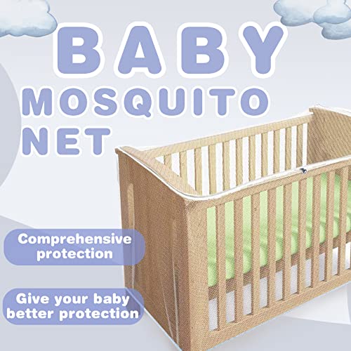 Crib Mosquito Net, Fine Mesh Anti-Insect Net with Zipper for Cots and Mini Cribs, Quick and Easy Access to Your Baby, Universal Size Fits Most Beds