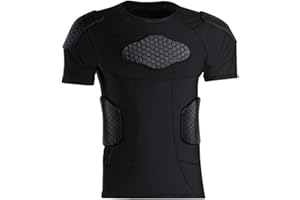 Topeter Men’s Compression Padded Shirt Protective T-Shirt Rib Chest Shoulder Protector