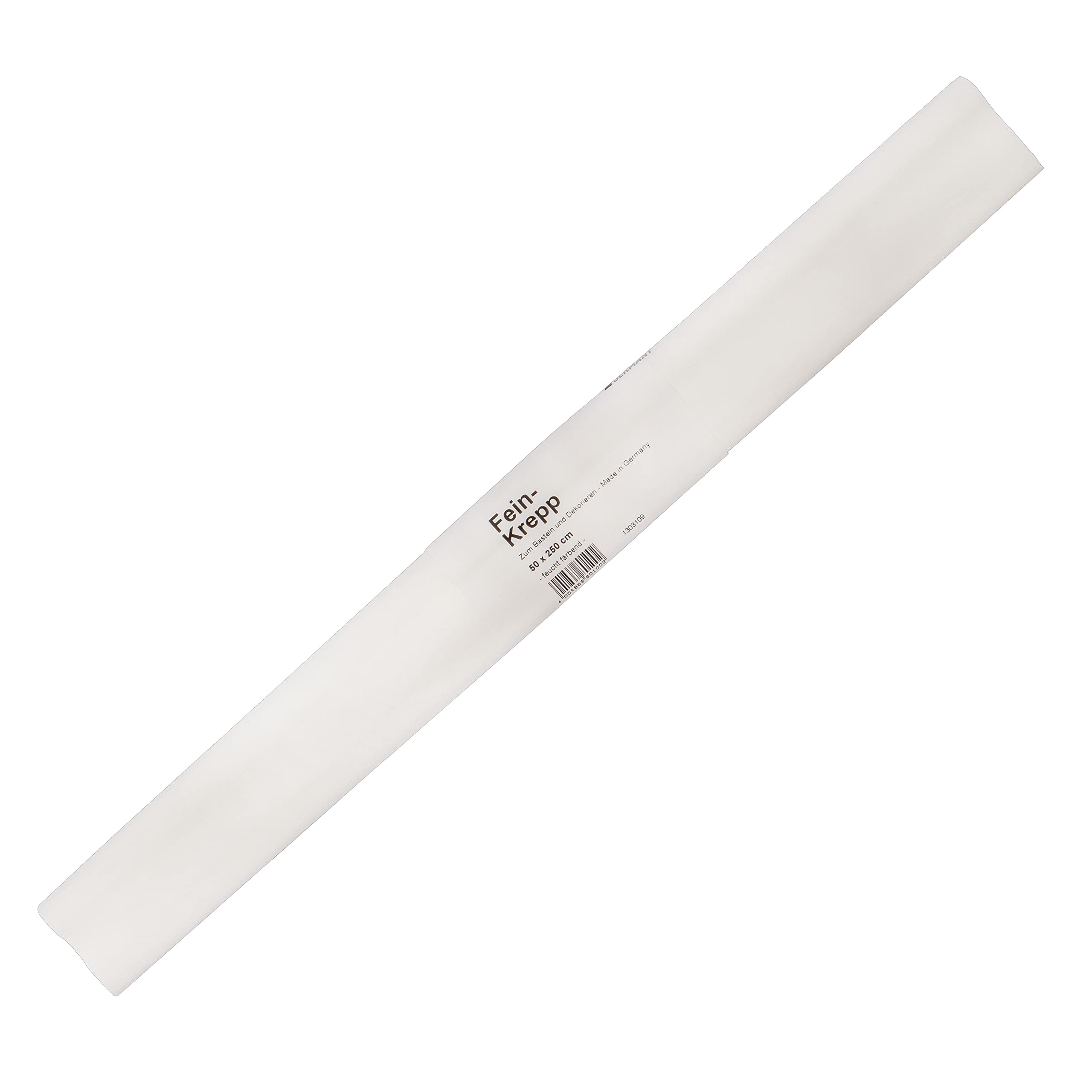 folia 820100 Crepe Paper 10 Rolls in White, Each Roll Approx. 50 x 250 cm, 32 g/m², Very Elastic and Thin Paper, with an uneven and rough surface