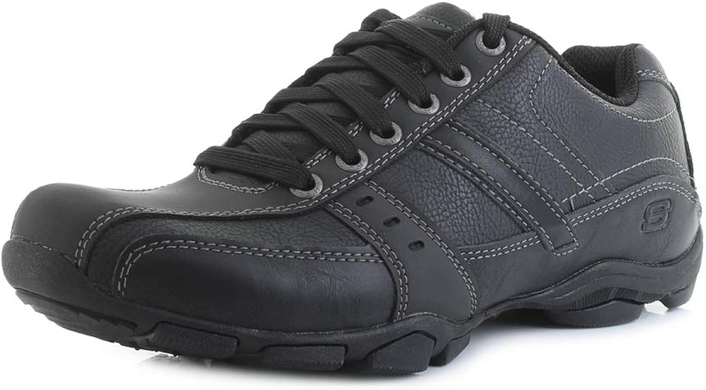black leather skechers mens