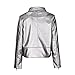 ASMAX HaoDuoYi Womens Slim Zipper Motorcycle Biker Leather Crop Jackets Silver