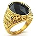 KONOV Mens Crystal Stainless Steel Ring, Classic Oval, Black, Size 9