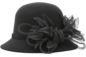 CynKen Women's Imitation Wool Felt Flowers Church Bowler Hats