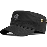 FASHIXD Summer Military Cap Cotton Embroidered Flat Top Hat for Outdoor Adjustable