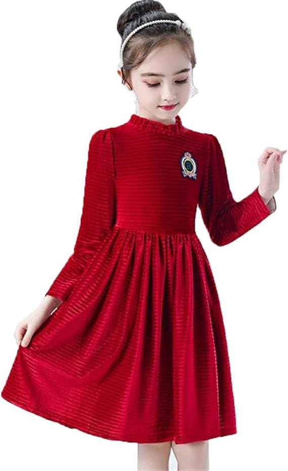 Amazon 韓国子供服 ワンピース 女の子 ストライプ バックリボン 長袖 子供 子供服 女の子 上品 ベーシック ワンピース チュニック 通販