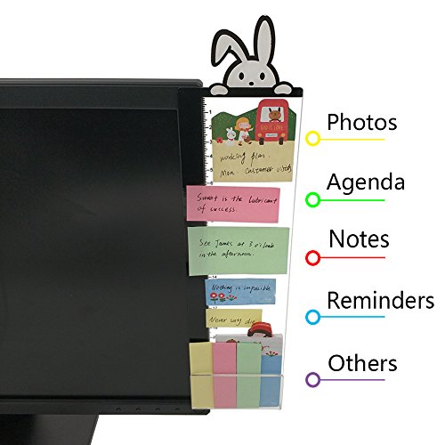 Goblin's Treasures Excelity Concise Monitor Message Board/Computer Monitors Side Panel/Memo Board Message for Monitors,1Set (Left & Right) (Rabbit)