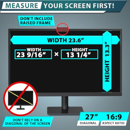 STARY 27 Inch 16:9 Computer Privacy Screen Filter for Widescreen Monitor and Laptop - Anti-Glare - Anti-Scratch Protector Film - Data Confidentiality Shield [1 Pack]