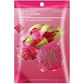 SEOMOU Natural Facial Sheet Mask, Moisturizing Hydrating Fruit Facial Mask For All Skin Types (Dragon Fruit Anti Aging Facial Mask)