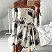 Mandystore Womens Off Shoulder Dress Floral Printed Long Sleeve Beach Dress with Belt (L, Black)