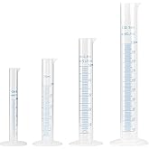 Plastic Graduated Cylinder,10ml, 25ml, 50ml, 100ml,Measuring Cylinder for Home and School Science Lab Set of 4