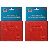 2 Red AUTO CAR TRUCK INSURANCE REGISTRATION ID CARD HOLDER Embossed Faux Leather Unisex Accessories