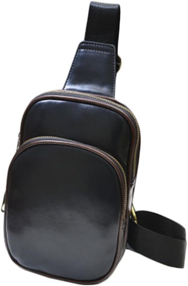 Men Leather Sling Bags Chest Backpack Crossbody Shoulder Bags Casual Travel Hiking