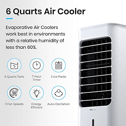 Pro Breeze Evaporative Air Cooler For Room Cooling Fan 3in1 Air