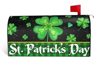 ADIKJXQH St Patricks Day Mailbox Cover Standard 18 X 21 Inch Green Shamrock Clover Mailbox Cover Magnetic Waterproof Post Wraps Saint Patricks Day Mailbox Cover for Outdoor Yard Spring Decorations