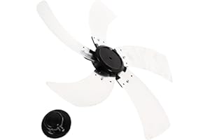 Ciieeo 18 Inch Plastic Fan Blade 5 Leaves, Electric Fan Leaves Universal Fan Blade Replacement with Nut Cover for Standing Pedestal Fan Table Fanner Accessories