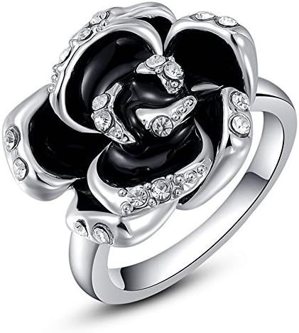 Rose Gold Plated Diamond Black Roses Rings