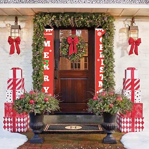 feb.7 Christmas Decorations, Merry Christmas Banner and Welcome Home Christmas Decorations Red Xmas Decor Banners for Home Wall Door Apartment Party (red2) - Thumbnail 5