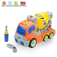 SAKIBO Take Apart Construction Cement Mixer and Tools STEM Kit for Kids Educational Construction Engineering Creative Fun Build Your Own Toy for Boys Girls Aged 3+