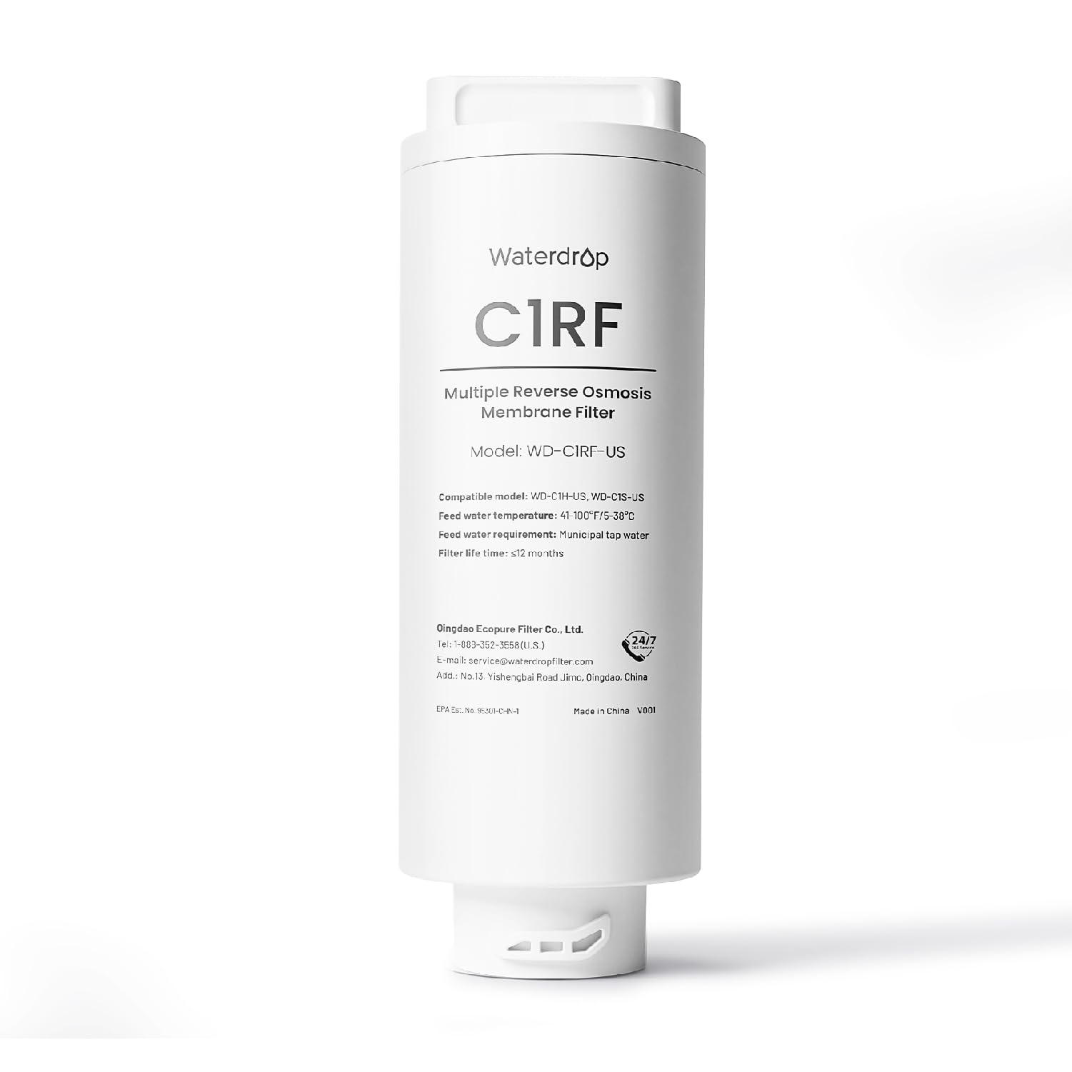 Waterdrop WD-C1RF Filter, Replacement for WD-C1H Countertop CoreRO System, 12-Month Lifetime