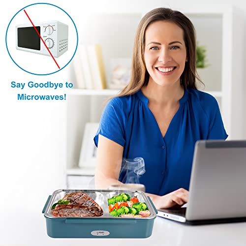 Electric Lunch Box Food Heater (New Upgrade Anti-Side Leakage) Electric Lunch Box for Car and Home 12v 24v 110v Portable Food Warmer 1.5 L Large Capacity Removable Stainless Steel Heating Lunch Box