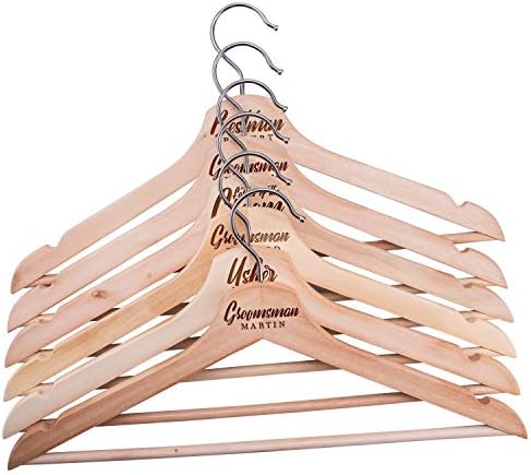 United Craft Supplies Personalized Clothe Hangers for Bridesmaid, Bride, Groomsmen and Grooms, Design 6, Set of 6
