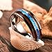 DOUX 8mm Mens Tungsten Carbide Ring Real Blue Opal & Koa Wood/Abalone Shell Inlay Wedding Band High Polished Comfor Fit Size 6-14