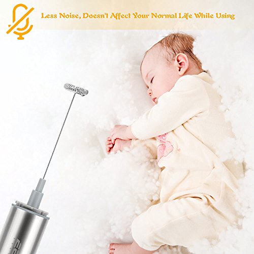 image for Milk Frother EZILIF Milk Frother Handheld Coffee Frother Battery Opera