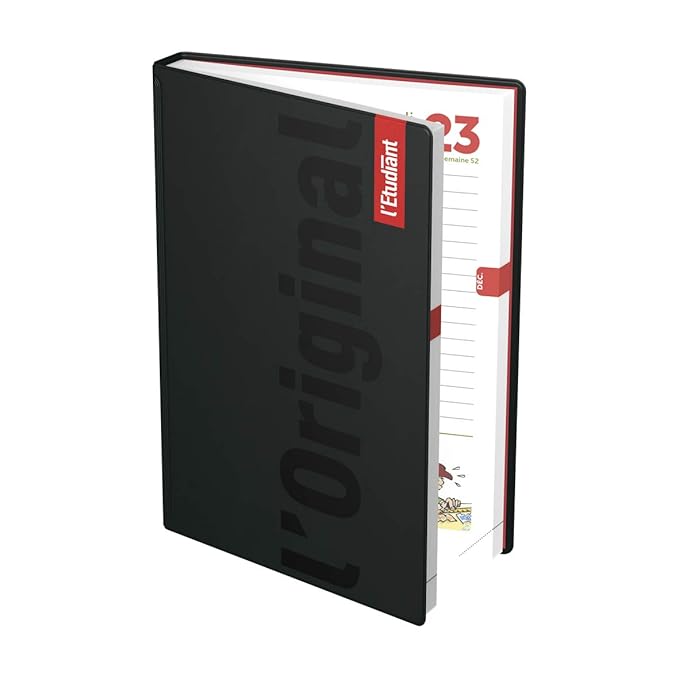 Letudiant 100738130 Original Agenda Journalier 2019 2020 De Août à Juillet Format 15 X 20cm Couverture Gomme Ouatinée Noire - 