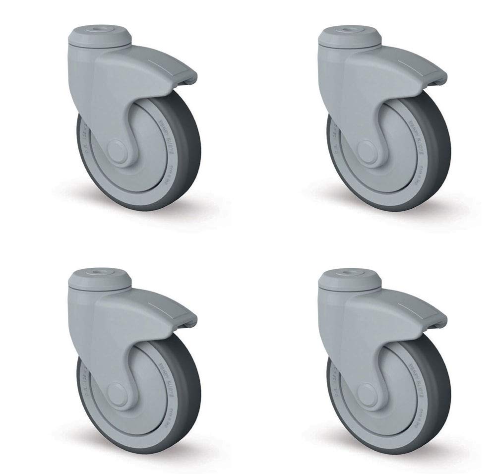 Swivel Castor Pack 4 MGP (4 of 100 mm and wheel from TPE, Fixing Bolt hole and without brake