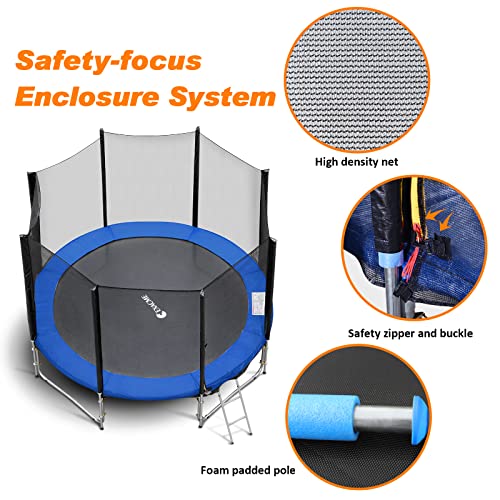 Exacme 10 Foot Trampoline with Safety Enclosure Net for Kids Adult