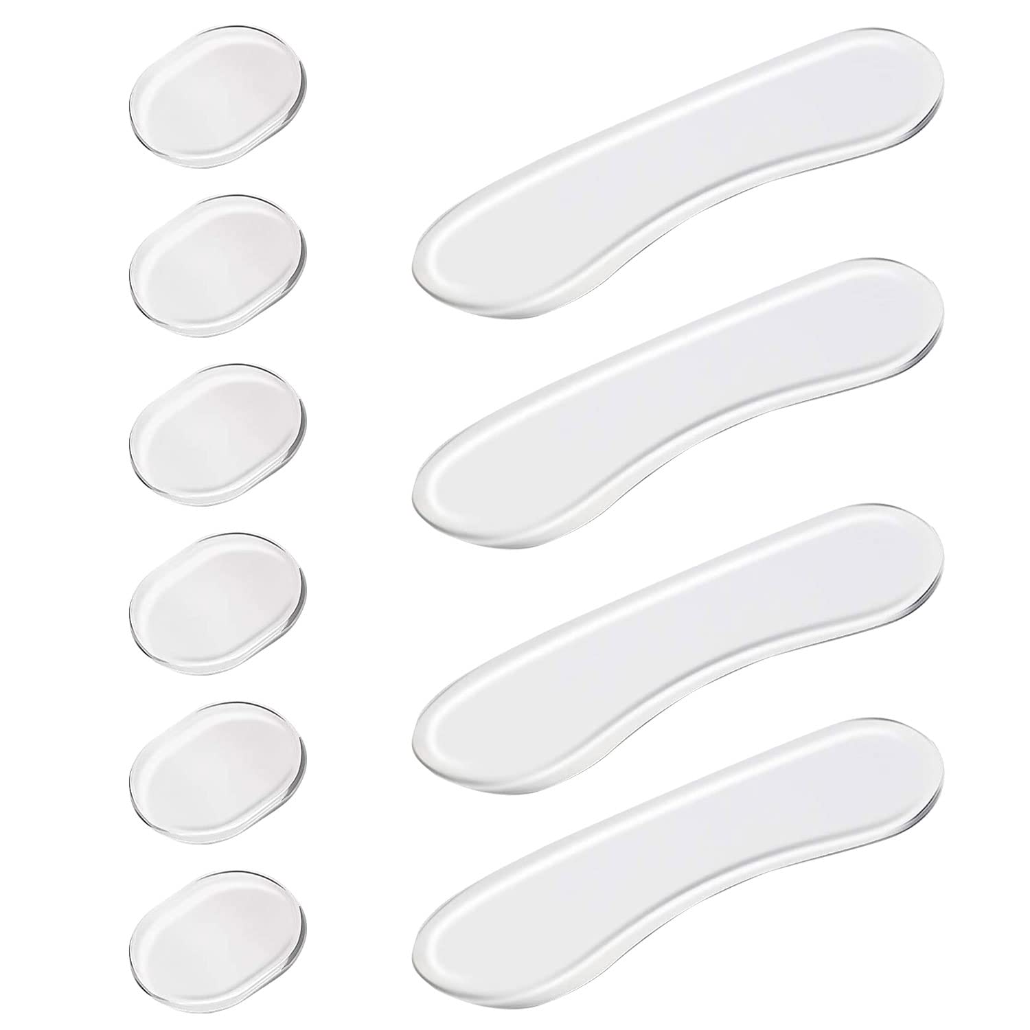 10PCS Drum Dampener Gels, Moon Gel for Drums Silicone Drum Damper Gel Pads Clear Drum Silencers Oval and Long Strip Drum Silencers Pads Set Strong Sticky Sound Dampening Pads