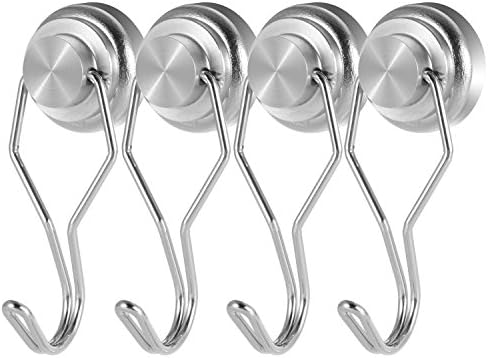 50 Pound Heavy Duty Neodymium Magnet Swivel Swing Hooks, Strong Magnetic Hooks (4 Pack)