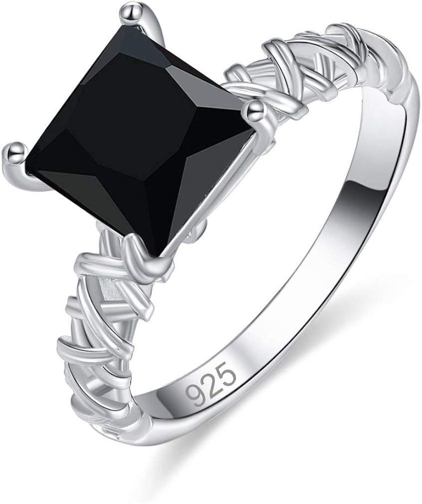 Yazilind Donne Anelli Quadrato Platinum Plated Inlaid Zircone Cubico per l'impegno