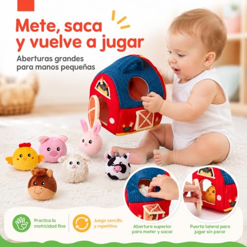 hahaland Toys Babies 6-12 Months – Animals Farm Montessori Toys Children 1 Year – Interactive Sensory Soft Toy Gift Baby 6 9 12 Months Boy Girl