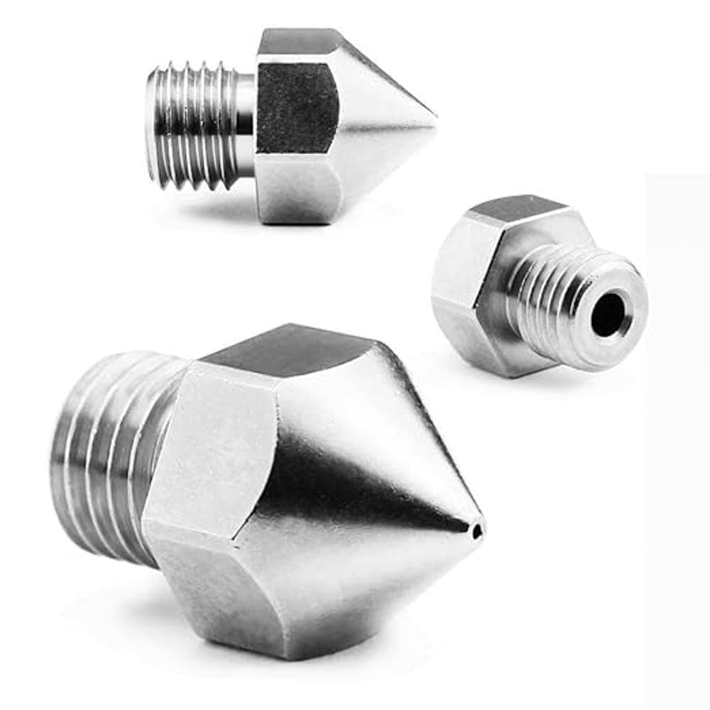 micro swiss Plated Wear Resistant Nozzle for Creality CR-10S Pro/CR-10 MAX Original hotend ONLY (M6x.75mm Threads) .4mm, silver