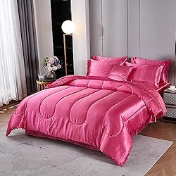 Satin Comforter Set with Sheet Set Queen Silk Like