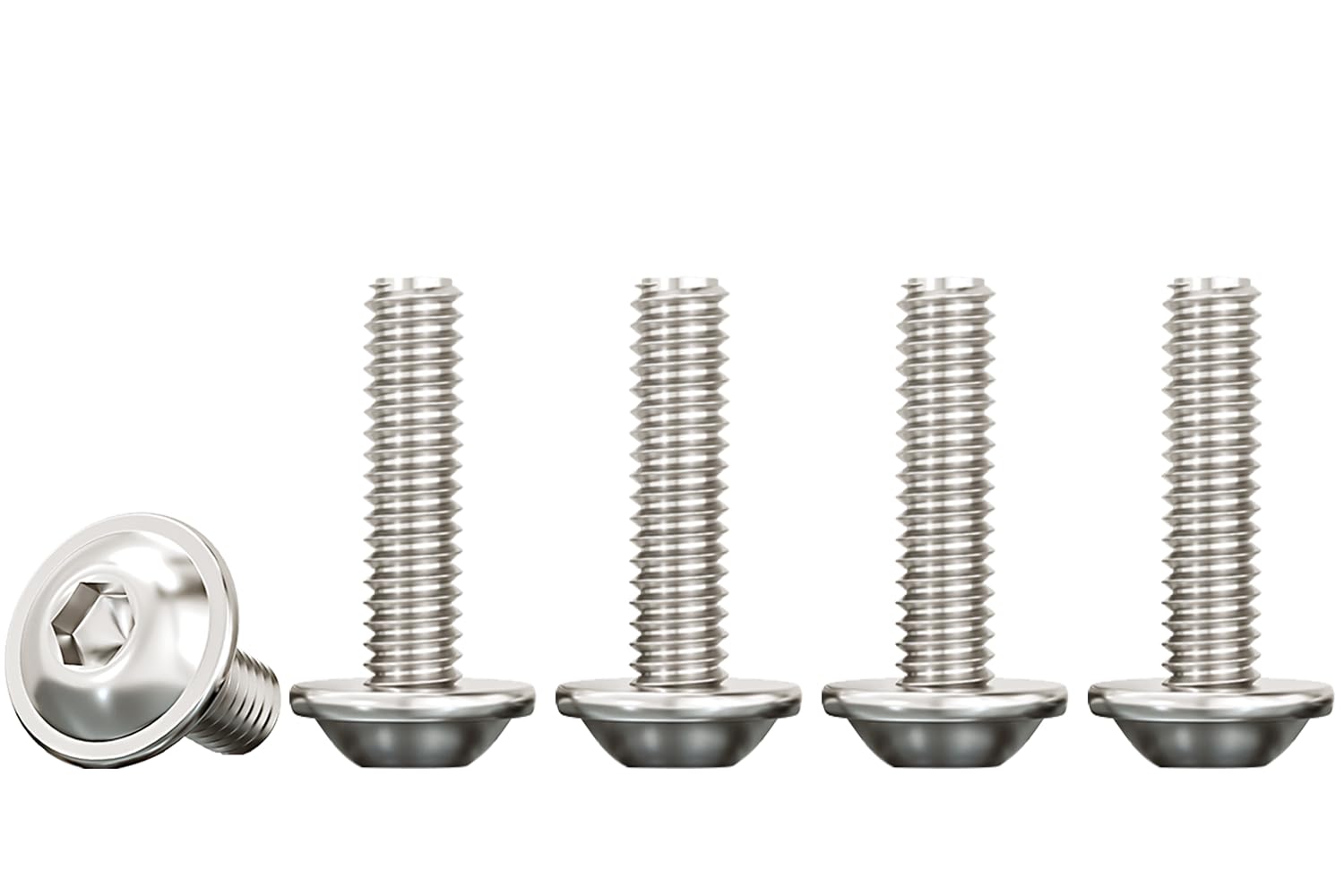 Drenky M4 Flanged Button Head Screws, 50 Pack, 20mm Bolts, 304 Stainless Steel, Hexagon Socket Pan Head Screws, Rustproof