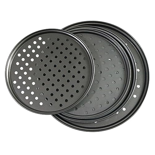 ELAYARD 1pc Non Stick Pizza Baking Pan with Holes Easy Clean Bakeware Mold for Cakes Pizzas Nonstick Tray for Home Restaurant Use Black