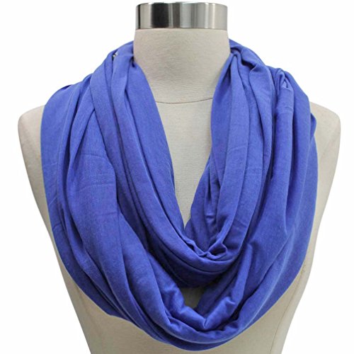 Blue Long Jersey Knit Circle Infinity Scarf