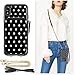 ZVE Wallet Case for Apple iPhone XR 6.1 inch, Leather Wallet Case with Crossbody Chain Credit Card Holder Slot Zipper Pocket Purse Wrist Strap Case Cover for Apple iPhone XR 6.1 - Polka Dots