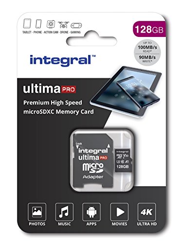 Integral 128GB micro SD card Premium 4K High Speed memory microSDXC Up to 100MB/s V30 UHS-I U3