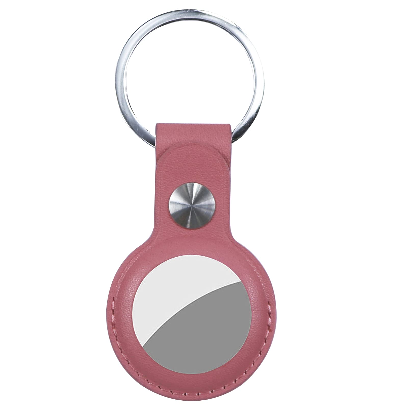 Case for AirTag Genuine Leather, Protective Cover with Keychain Ring, Anti-Scratch - Pink